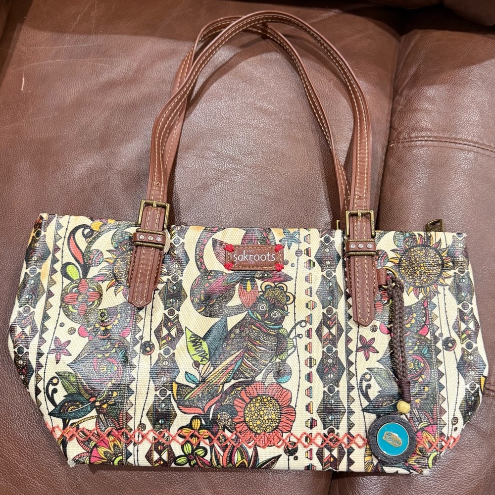 Sakroots Whimsical Owl & Floral Patterned Purse